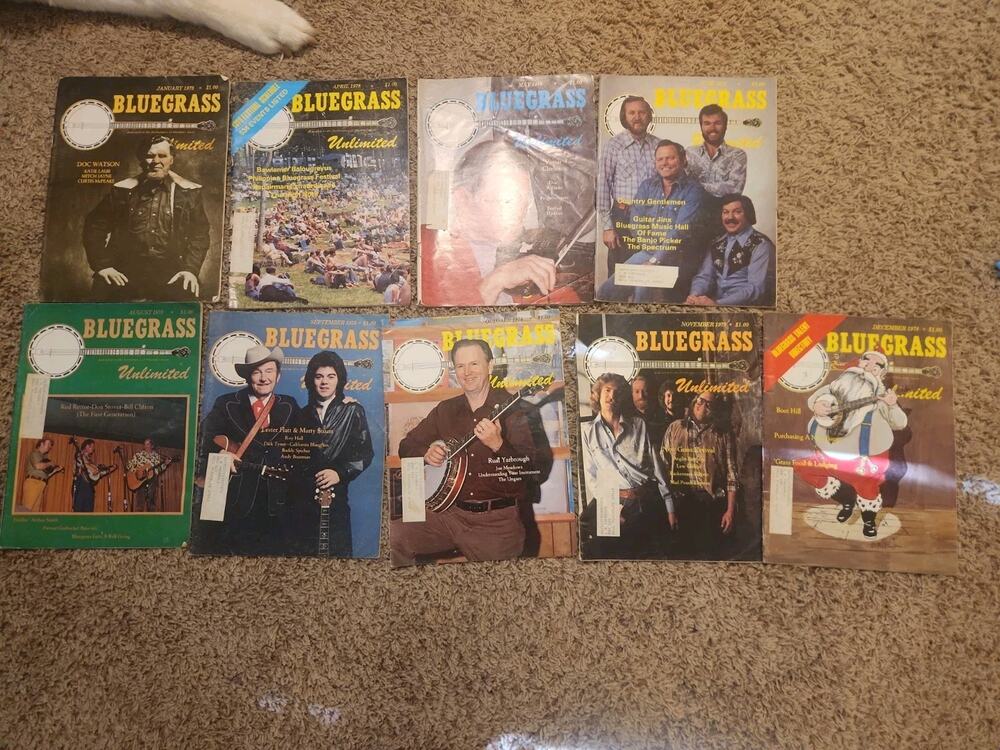 Lot Of 9 1970s Bluegrass Unlimited Magazines 1978